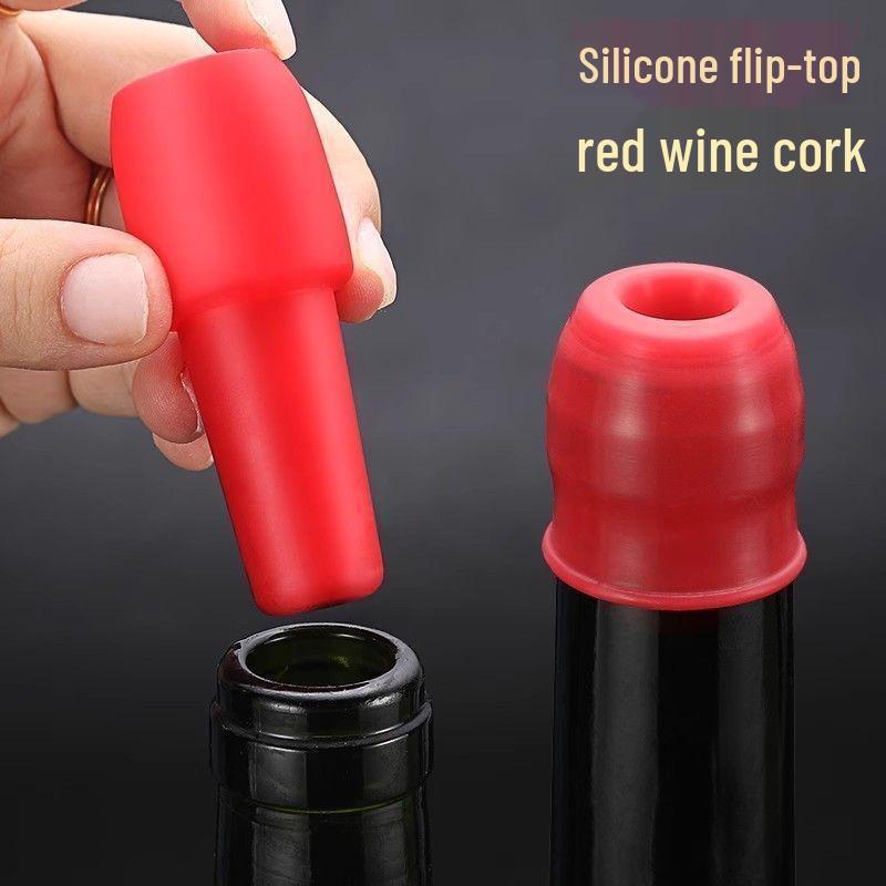 Silicone Double Seal Wine & Champagne Bottle Stopper, Anti-Fall-Off, Versatile Kitchen Seasoning Cap