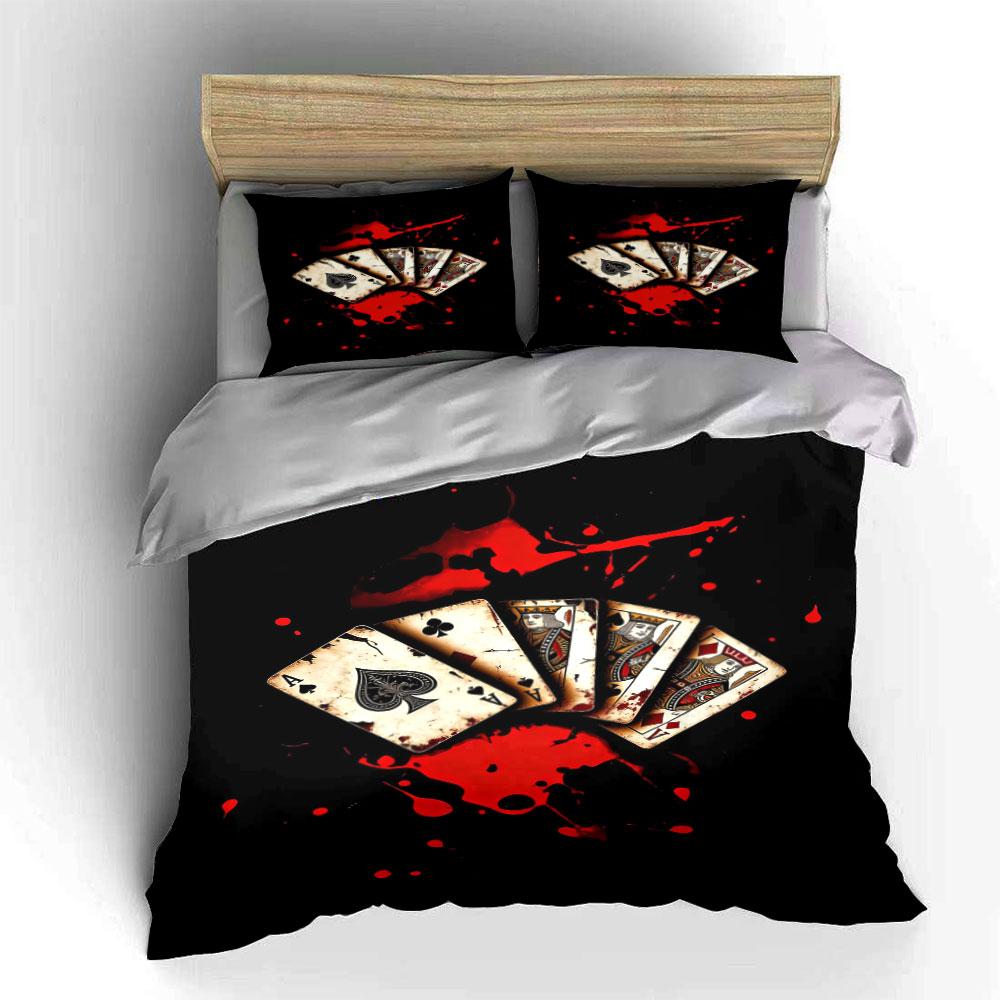 Playing cards with splashes. Bedding sets Duvet cover sets Duvet covers Pillowcases(1* Duvet Cover 2* Pillowcases without duvet insert)