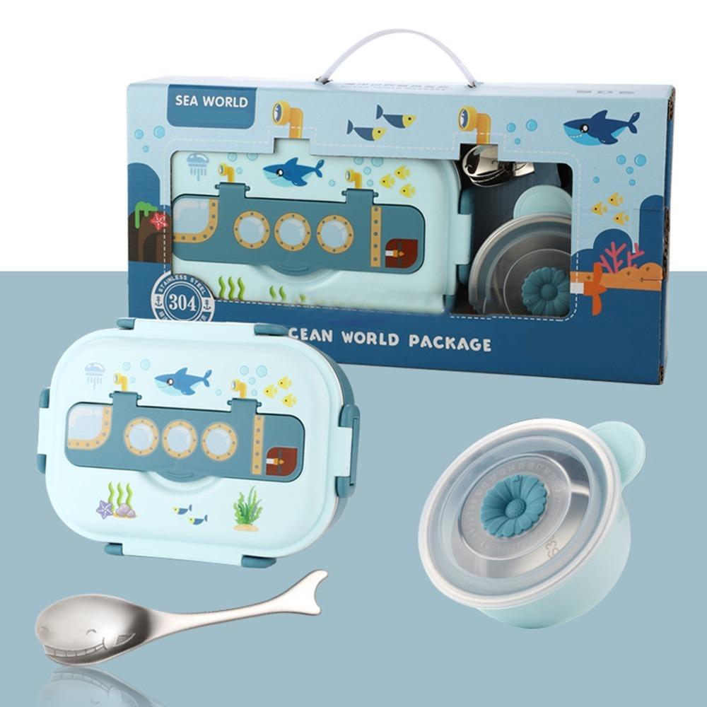 304 Stainless Steel Insulated Lunch Box 3 Compartment Lunch Box Leakproof Lunch Box  For Camping
