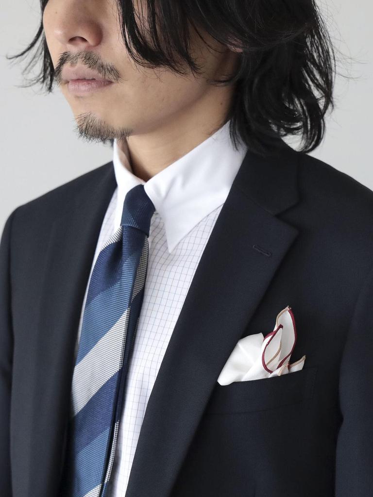 Color Trimming Silk Chief BEIGE [Beams Heart] Handkerchief/Bandana Men's -