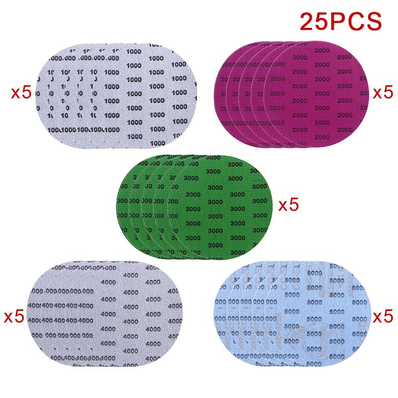 15/25Pcs 5 Inch 1000 2000 3000 4000 5000 Grit Sandpaper Discs Dry Wet Grinding Sanding Discs For Metal Wood Polishing Tools