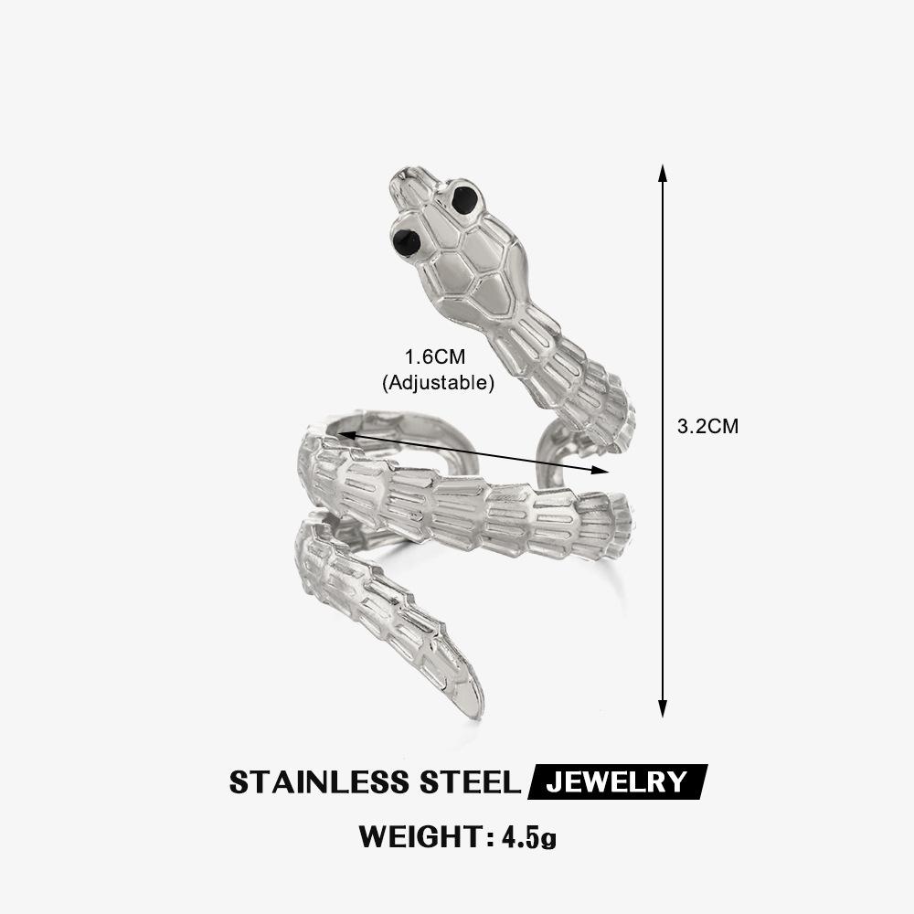 Stainless Steel Snake Rings for Women Men Gold Color Open Adjustable Finger Ring Vintage Gothic Aesthetic Jewelry Anillos Mujer