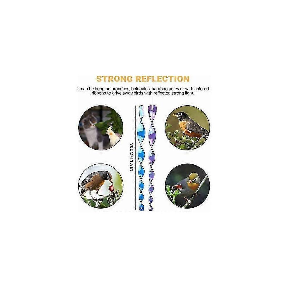 Vogelscheuche Windspirale - 12 Stück Vogelabwehr Reflektierende rotierende Abwehrgeräte in 6 Farben (30CM)