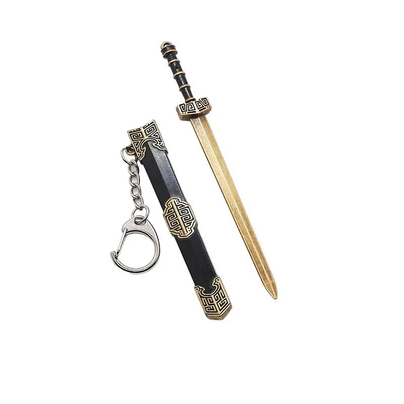Katana Sword Pendant Keychain Mini cutlery Model with Sheath Toy Knife Metal Anime Key Ring Ornament Purse Charm Accessories