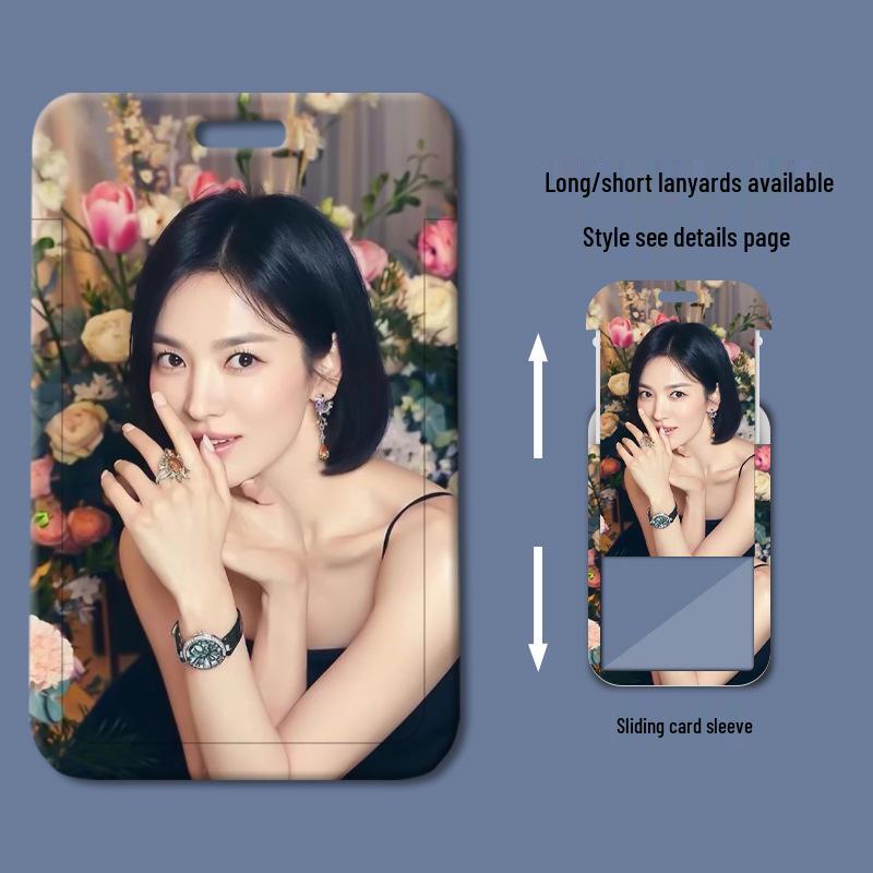 Song Hye Kyo Sliding Plastic Card Holder: Student ID, Meal Card, Badge, Access Control, Bus Pass.