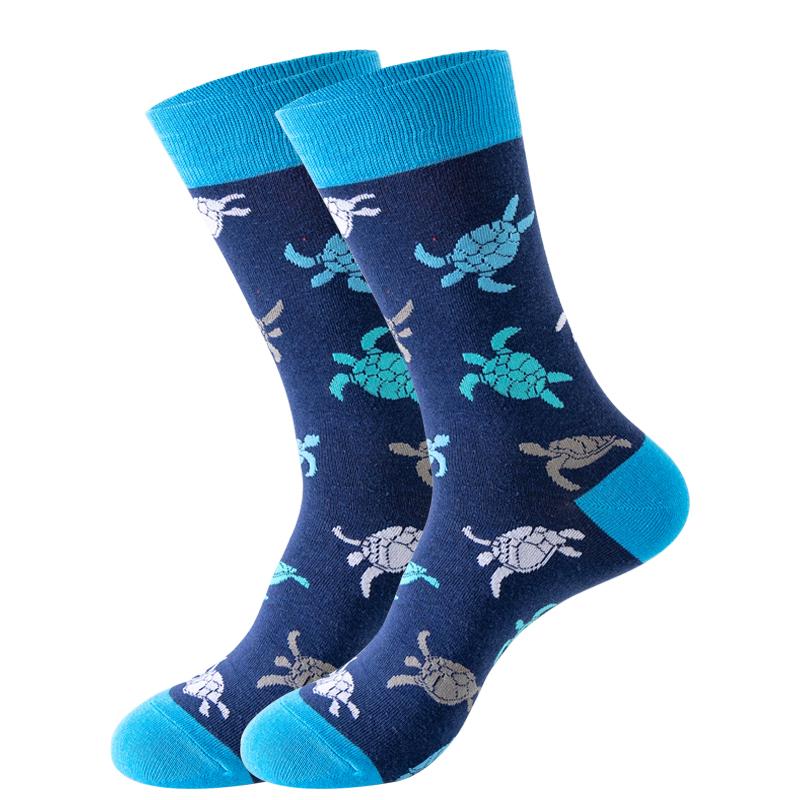 New Fashion Mens Socks Japanese Harajuku Happy Cartoon Socks Seahorse Crab Shrimp Coral Socks Trend Male Stockings Funny Socks