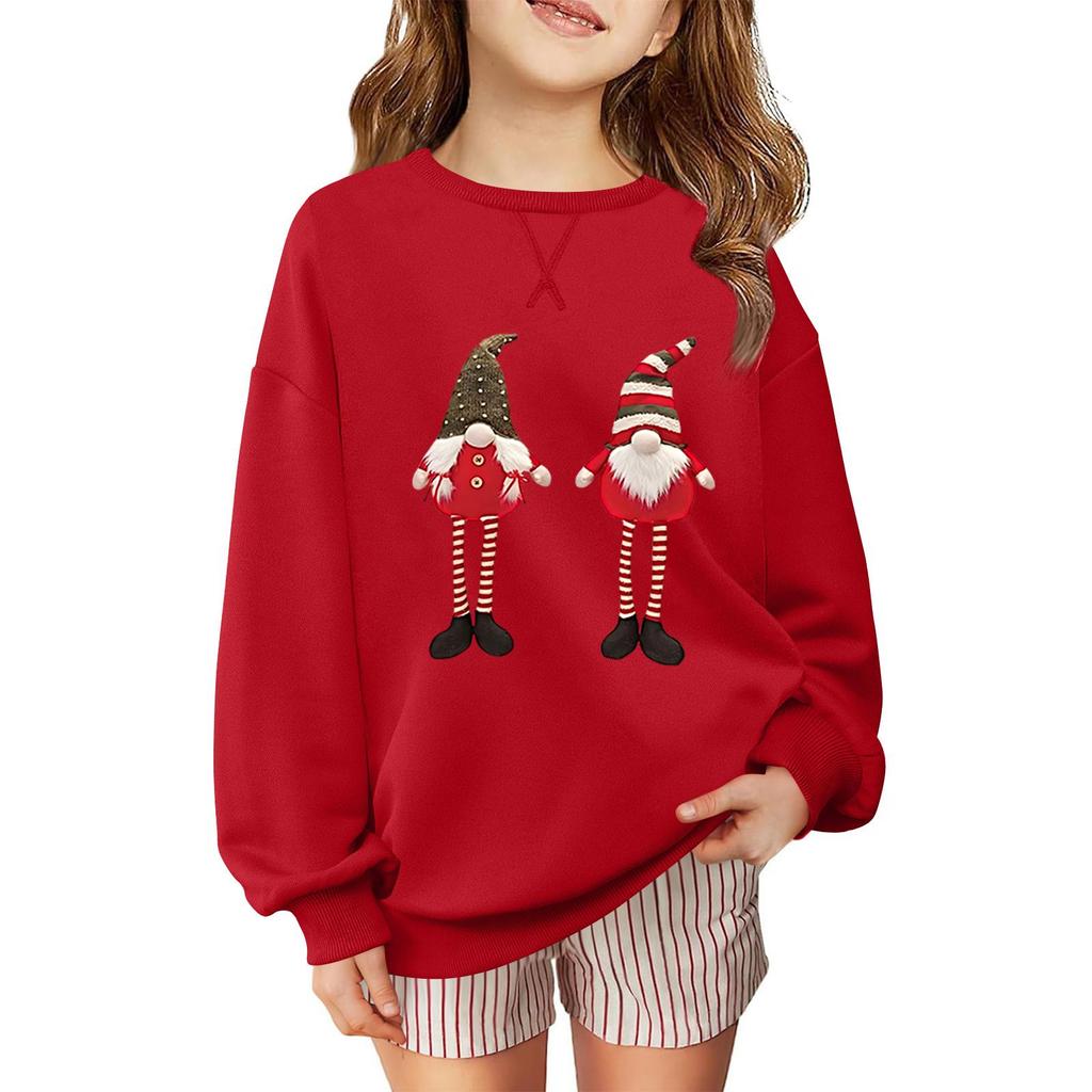 Children's Fashionable Casual Long-sleeved Loose Christmas Print Pullover Sweatshirt