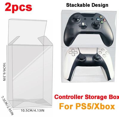 2pcs Universal Fit Controller Storage Box Clear View Handle Display Box for PS5/Xbox