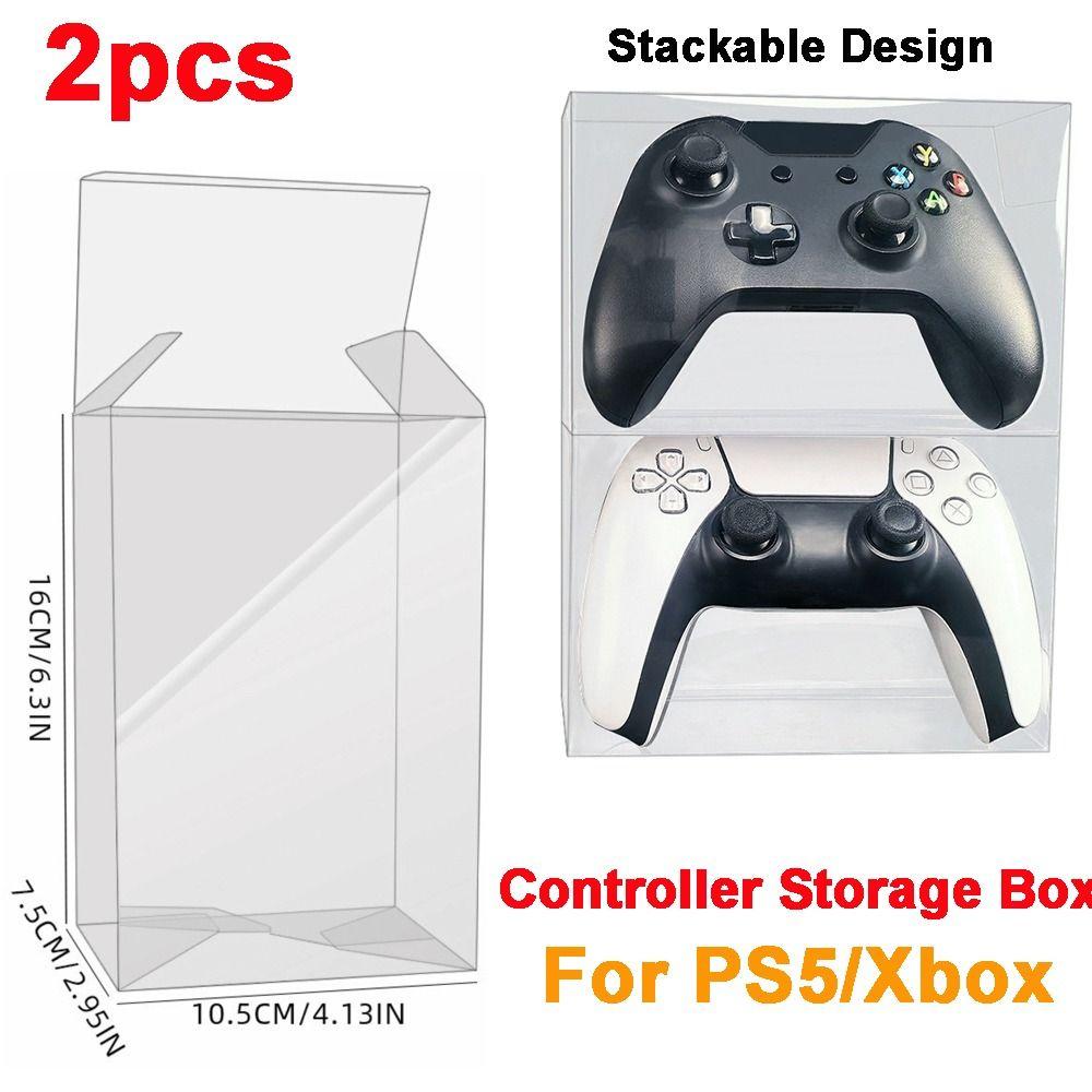 2 st stapelbar design kontrollförvaringslåda genomskinlig handtagsdisplaylåda för PS5/Xbox