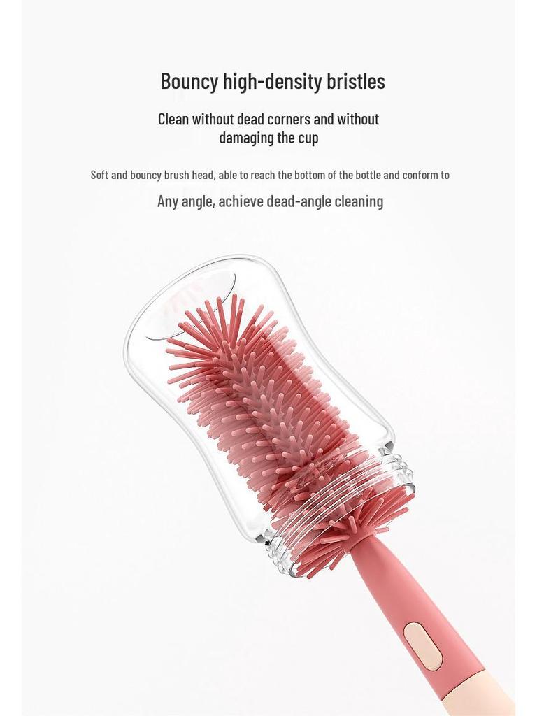 Rotating Silicone Baby Bottle, Nipple, & Straw Cleaning Brush Set