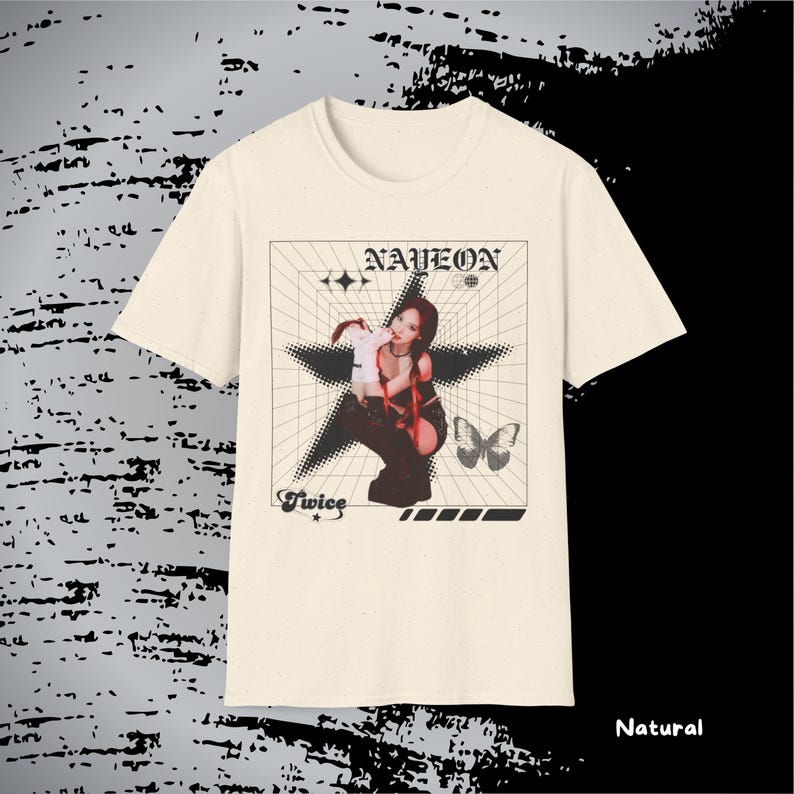 Nayeon Twice K-Pop Retro Y2K Butterfly Star Grid Graphic Oversized Streetwear Fan Merch T-Shirt Top for ONCE K-Pop Enthusiasts 4XL