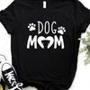 Damski T-shirt Mama Psa Nadruk Łapy Koszulka Damska Krótki Rękaw Okrągły Dekolt Luźny T-shirt Damska Codzienna Koszulka Ubrania Top