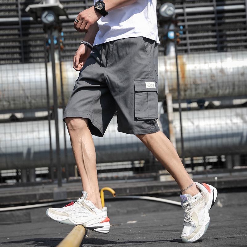 

Мужские шорты карго с регулируемым шнурком, повседневные брюки, летние дышащие шорты, шорты до колена, спортивные шорты с несколькими карманами XL серый