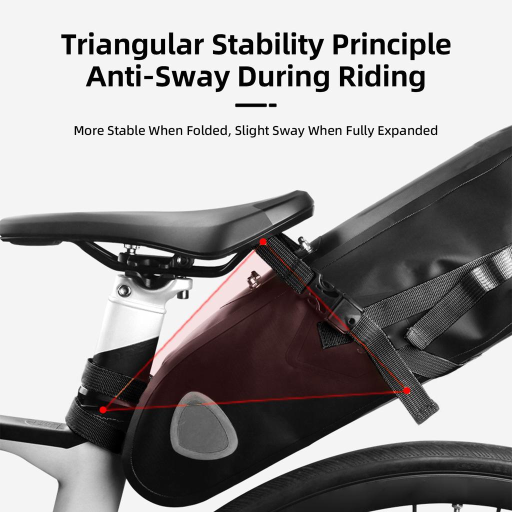 Fahrradsatteltasche Regendichte Fahrrad-Hecktasche 10L Großes Fassungsvermögen mit Rahmen für Mountainbike- und Straßenfahrten