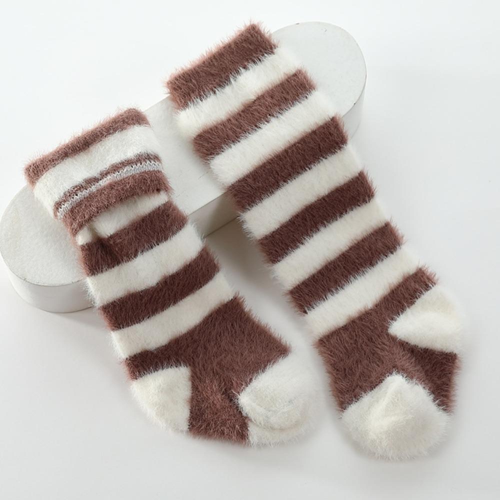 

Осенние зимние длинные носки теплые плюшевые чулки модные гольфы S кофейный