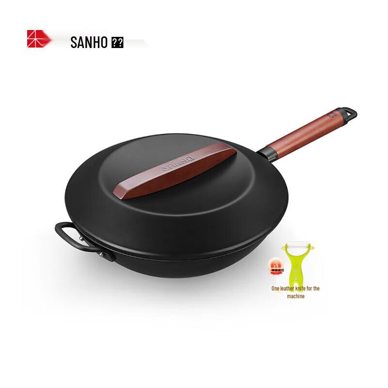 SANHO 32cm Non-Stick Pure Iron Wok