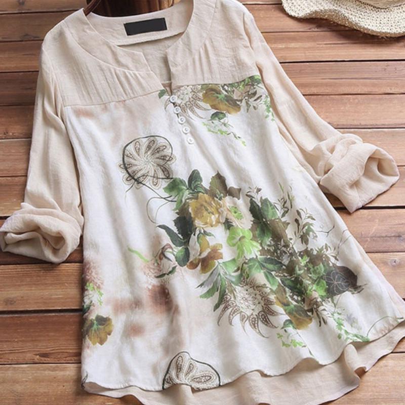 Linen Shirt Women's Cotton - Loose Fit Long Sleeve Tunic Blouse With Roll-Up Sleeves Women's Tunic Blouses