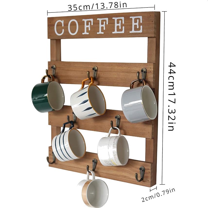 1 szt. Drewniane haczyki do użytku domowego filiżanki do kawy kubki stojak do przechowywania, kubki na wodę do góry nogami opróżnianie półka ścienna
