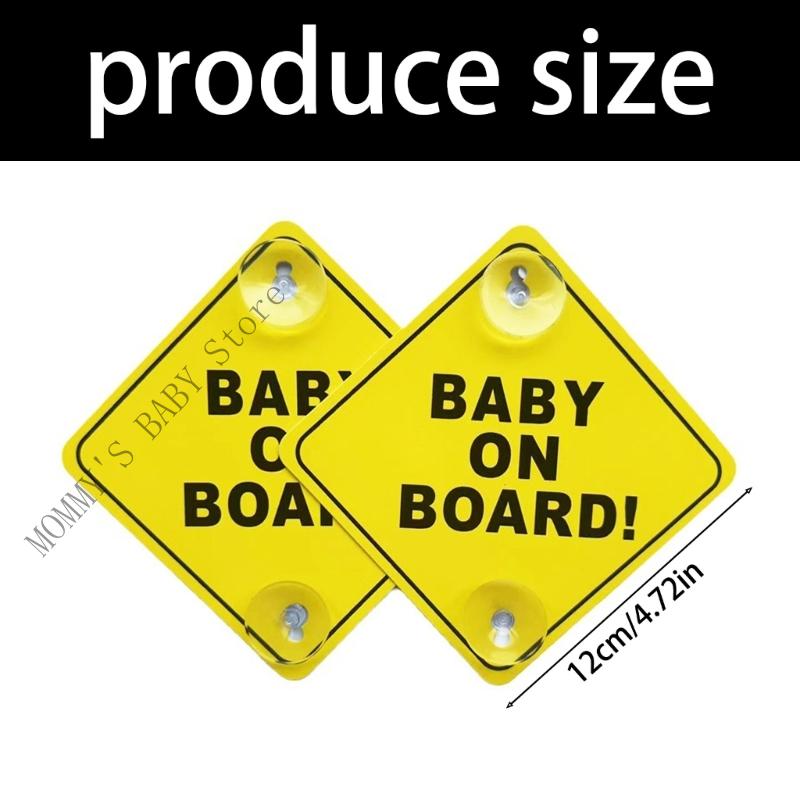 H3CD 2Pcs Double Suction Baby Alert Sticker Reflective Car Decal Safety Car Warning Sign Enhancing Child Safety Visibility