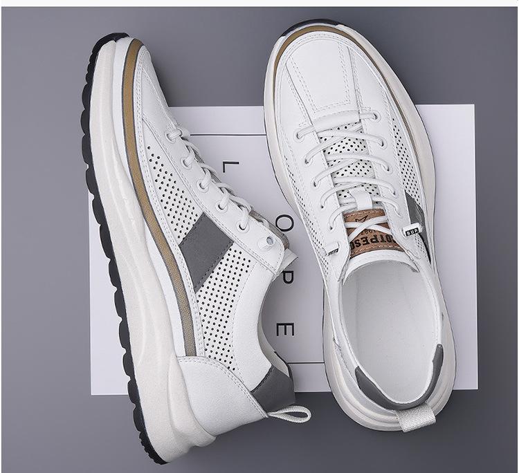 Spring New Shoes for Men Leather Casual Shoes Breathable Microporous Leisure Sport Shoes Youth Street Cool Sneaker