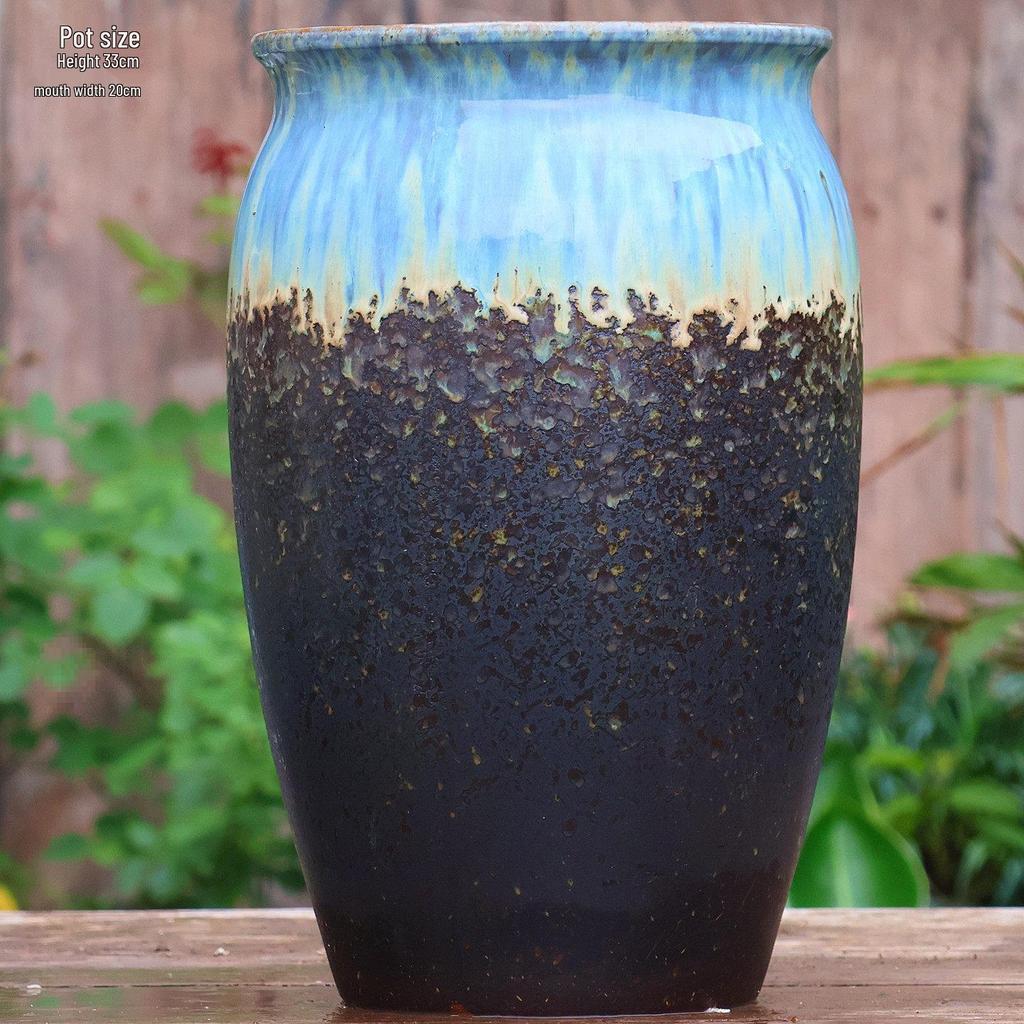 Handmade Large Ceramic Pot for Succulents & Orchids - Breathable, Coarse Pottery Bonsai Planter