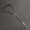 Shi Yong Gothic Black Rose Sword Rosary Necklace - Retro Style