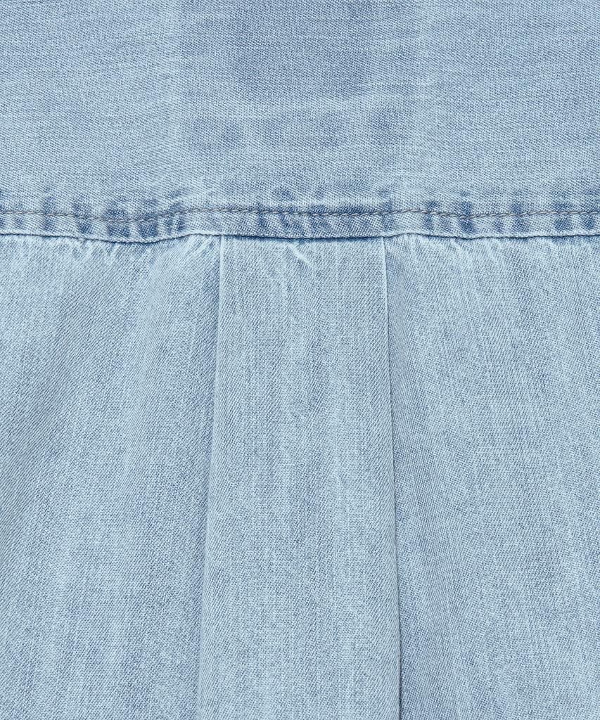 LEE Women'S Short Crop Denim Short Sleeve Shirt Indigo Light