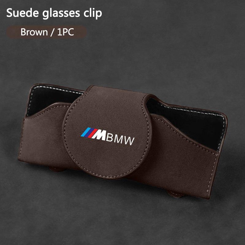 Suede Car Glasses Sun Visor Box Auto Sunglasses For BMW M X5 X6 F30 F34 F10 F20 G20 G30 G01 G02 G05 F15 F16 Series Car Accessory