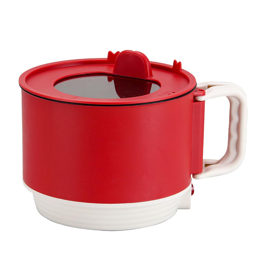 Electric Cooking Pot Quick Heating Mini Electric Cooker with Foldable Handle for Home Kitchen Red