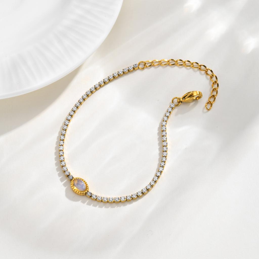Wind Stainless Steel Zircon Chain Bracelet, High-End Luxury Women'S Jewelry Br-2740