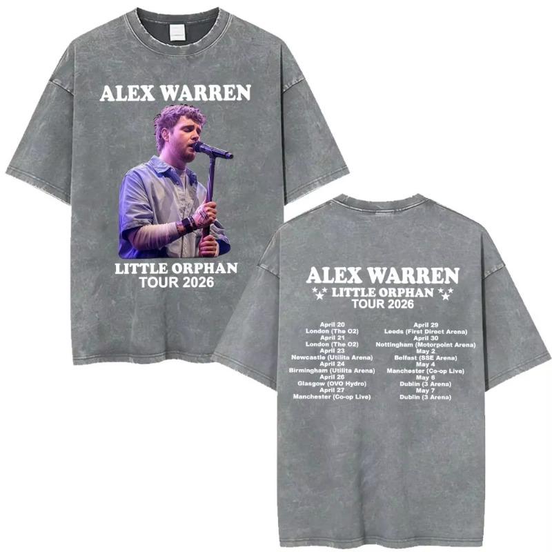 Alex Warren Little Orphan Alex Live Tour 2026 Graphic T Shirt Men's Clothing Vintage Washed T-shirts Casual O-Neck Loose T-shirt