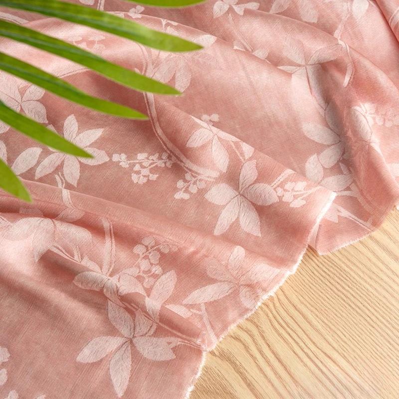 50x147cm New Chinese Floral Gauze Fabric Slip Skirt Cheongsam Shirt Soft Silky and Breathable DIY Clothing Fabric
