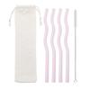 6Pcs/Set Glass Straws Wavy Reusable Drinking Straws Colorful Eco-friendly Straws for Drinks Coffee Milk Tea Straw Barware