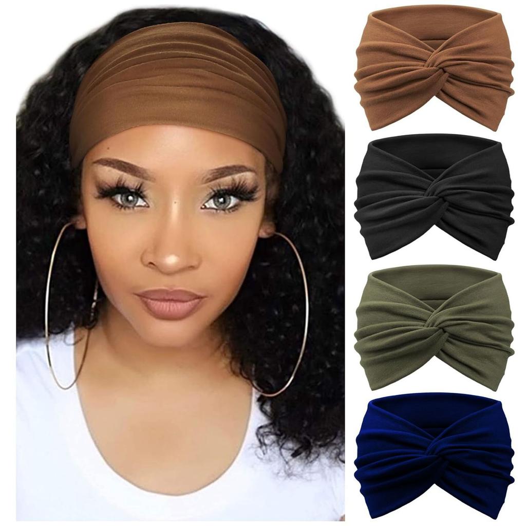 Women's Twisted Wide Headband, Elastic Cross Knotted Hairband for Sports Casual Wear