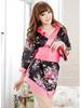 Plus Size Sexy Red Cherry Blossom Kimono Lingerie Set for Women