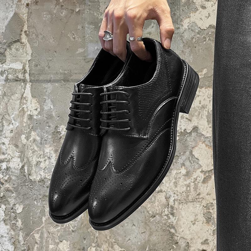 Fashion Stylish Mens Oxford Shoes Handmade Comfy Brogue Dress Shoes Wedding Leather Business Shoes All-match Male Formal Dress Footwear