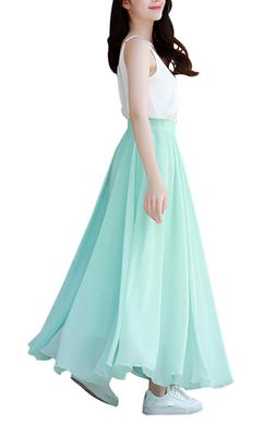 Village Chiffon Flowing Solid Long Loose Perfect for and Fall H&T Women's Skirt, High-Waist Design, Color, Comfortable, Elegant, Skirt, Fit, Simple,