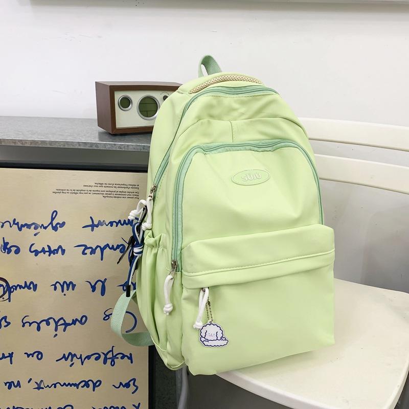 School bag female Japanese junior high school student backpack Korean version solid color soft girl girl backpack simple college backpack
