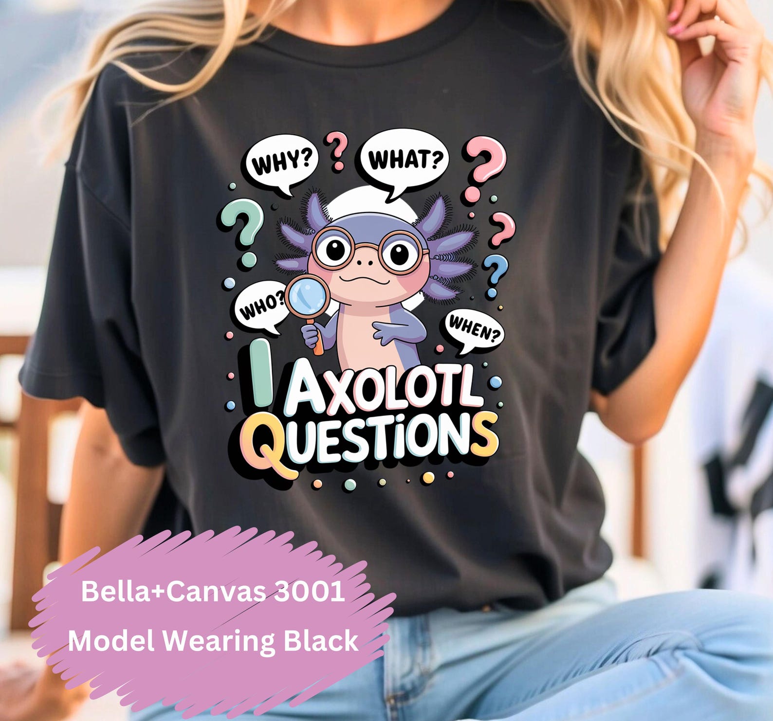 Cute Axolotl T-Shirt Axolotl Graphic Tees, Kids Axolotl Shirts, Funny Axolotl Tee, Axolotl Gift for Kids, Axolotl Unisex Shirt (MORE COLORS) 2XL