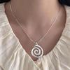 Swirl Pendant Necklace Round Circle Clavicle Chain Accessory Adjustable Length Choker Unique Jewelry for Women Girls