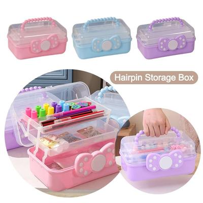 Foldable Hairpin Storage Box Large Capacity Hair Accessories Organizer  Children Girls