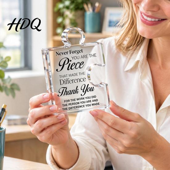 Personalized Puzzle Piece Decor Acrylic Shape Ornaments for Team Appreciation and Employee Recognition Transparent Meaningful Colleague Farewell