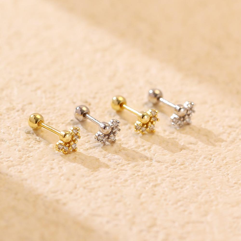Exquisite S925 Sterling Silver Cartilage Earring with Small Screw Back, Personalized Niche Design