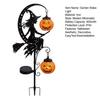 Seasonal Flower Bed Decor Halloween Solar Garden Stake Light, Witch Pumpkin Moon Lantern, Decorative Path Lights IP44 Waterproof Metal Outdoor