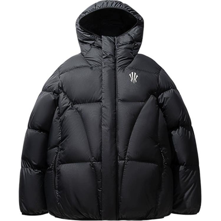 Anta Basketball Series Kyrie Irving Series Comfortable Casual Simple Hooded Loose Warm Down Jacket Unisex Outerwear Basic-Black 172441906N-4