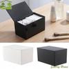 Practical Plastic Flip Cotton Swab Box Transparent Square Toothpick Container with Lid DIY Makeup Organizer Household