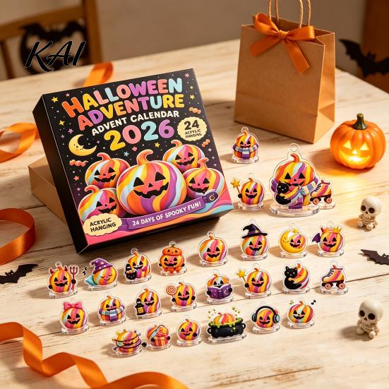 24 Day Countdown Box Halloween Ghost Advent Calendar, with Kids Board Game Accessories Figurines, Spooky Collectible Toy Set for Kids, Party