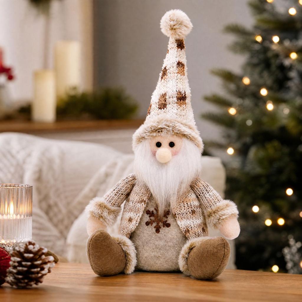 Christmas Figurines Set with Snowman and Sitting Dolls for Home Shelf Holiday Decorations