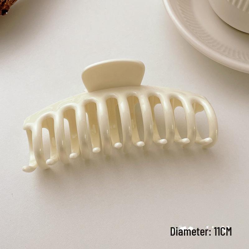 Versatile Milk Coffee Hair Clip: Large, Simple Shark Design for Women