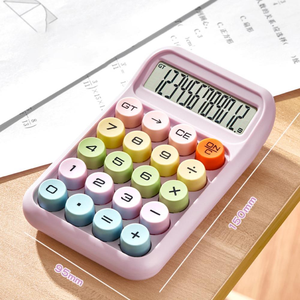 12-stelliger Süßigkeitenfarb-Taschenrechner Anti-Rutsch-Pad Mechanische Tastatur Arithmetik-Taschenrechner Langlebig Großer Bildschirm